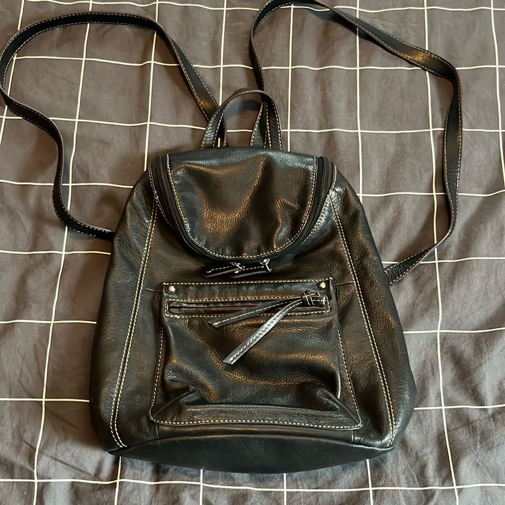 Tignanello Leather mini backpack with striped lining